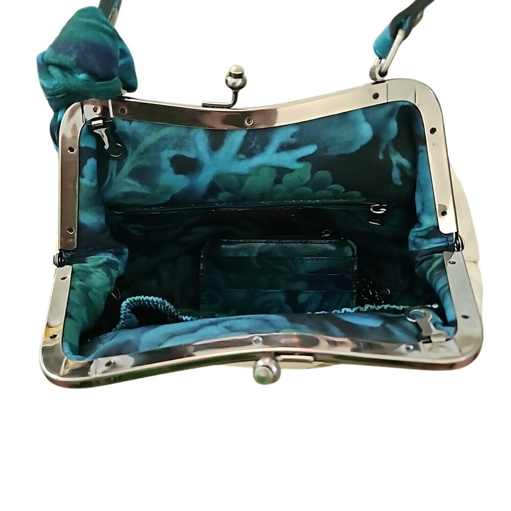 Patricia Nash Laureana Frame Ssatchel with coin wallet & Scarf Blue Striped Fish - Picture 8 of 10